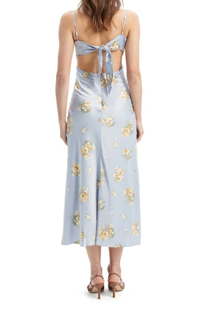 Shop Bardot Malinda Floral Cutout Satin Slipdress In Baby Blue Floral