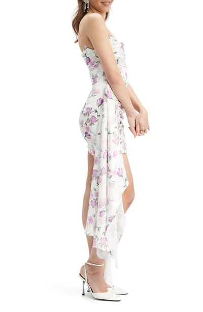 Shop Bardot Caroline Floral Strapless Corset Minidress In Lilac Floral