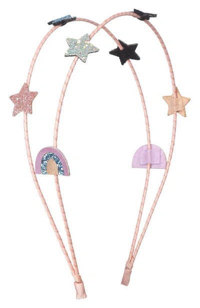 Shop Mimi & Lula Kids' Alice Rainbow & Star Double Strand Headband In Pink