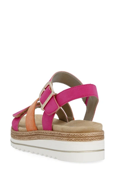 Shop Remonte Jocelyn 55 Wedge Sandal In Magenta/ Orange