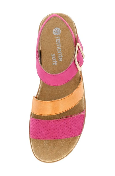 Shop Remonte Jocelyn 55 Wedge Sandal In Magenta/ Orange