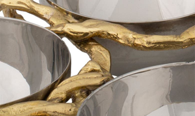 Shop Michael Aram Wisteria Seder Bowls & Frame Set In Natural Brass Stainelss Steel