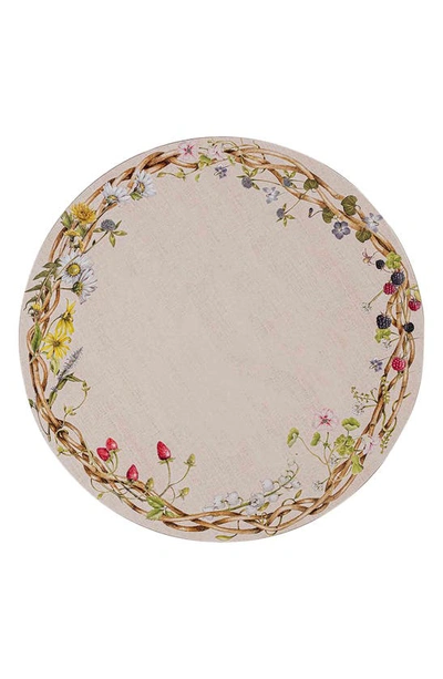 Juliska Meadow Walk Set Of 4 Round Placemats In Beige Multi