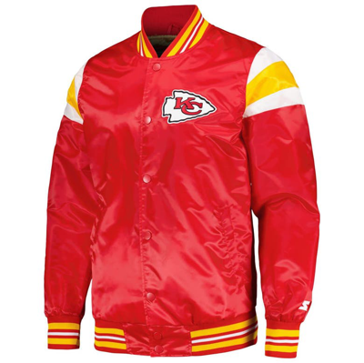 Shop Starter Red/gold Kansas City Chiefs Satin Full-snap Varsity Jacket