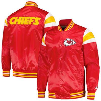 Shop Starter Red/gold Kansas City Chiefs Satin Full-snap Varsity Jacket