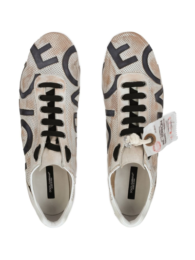 Shop Dolce & Gabbana All Over Logo Sneakers In White