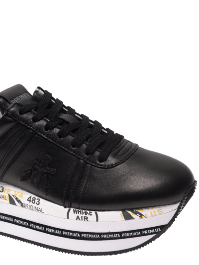 Shop Premiata Black Leather Beth 3873 Sneakers