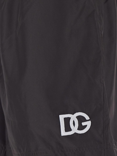 Shop Dolce & Gabbana Logo Swim Short In Grey