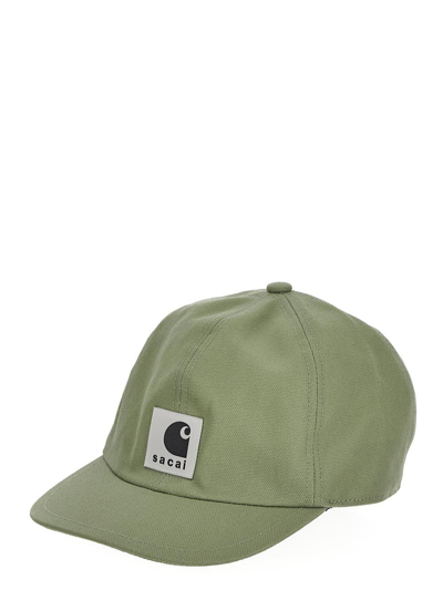 Shop Sacai X Carhartt Wip Logo Cap In Green