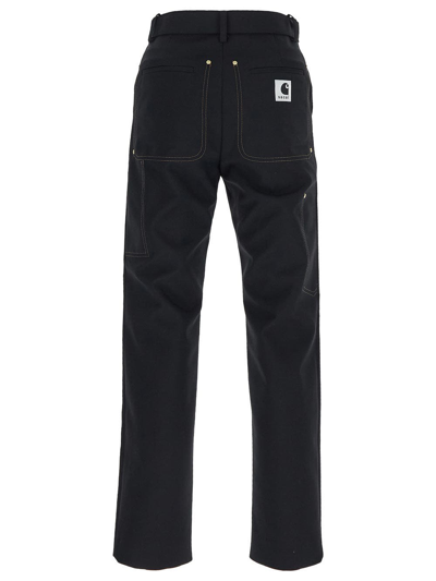 Shop Sacai X Carhartt Wip Logo Trouser In Black