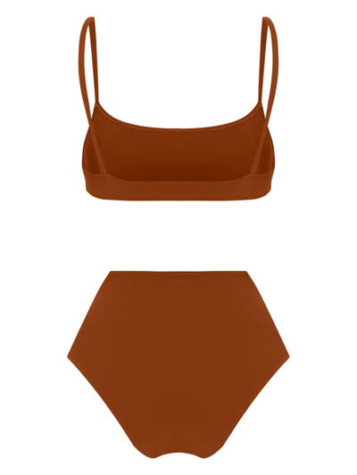 Shop Lido Undici High Waist Bikini In Brown