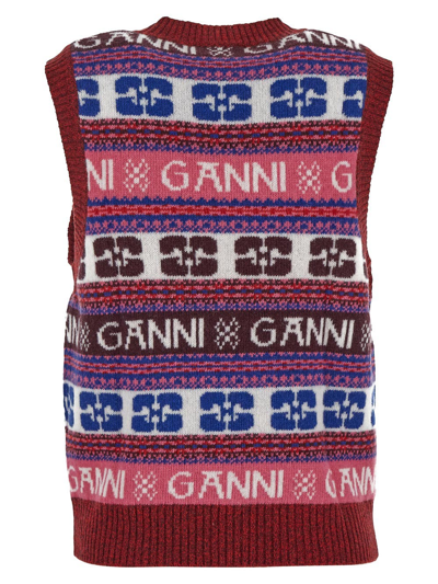 Shop Ganni Logoed Gilet In Multicolor