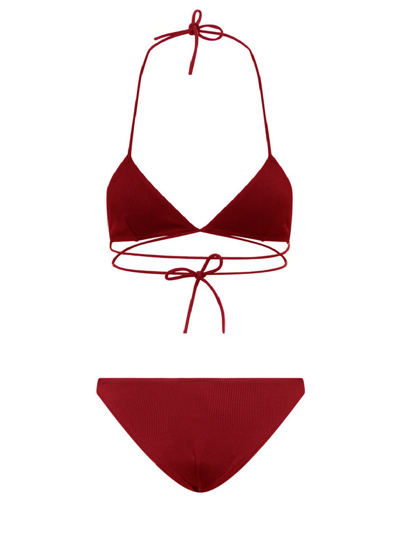 Shop Lido Tredici Ribbed Bikini In Red