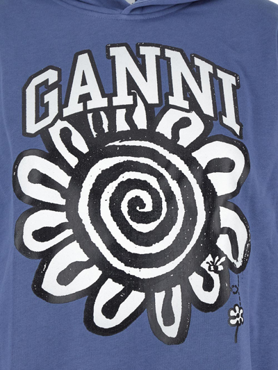 Shop Ganni Cotton Sweatshirt In Blue