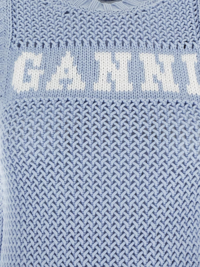 Shop Ganni Cotton Gilet In Blue