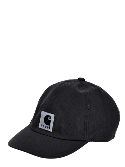 Shop Sacai X Carhartt Wip Logo Cap In Black