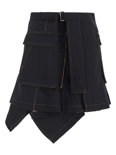 Shop Sacai X Carhartt Wip Cargo Skirt In Black