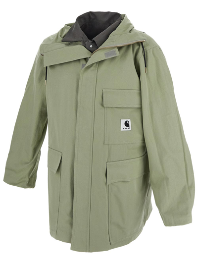 Shop Sacai X Carhartt Wip Reversible Jacket In Grey