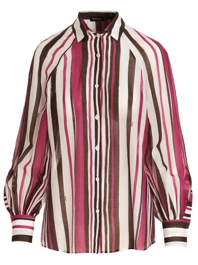 Shop Kiton Camicia Righe Shirt, Blouse In Multicolor