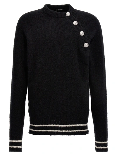 Shop Balmain Logo Button Sweater Sweater, Cardigans Black