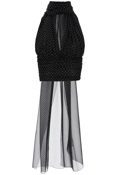 Shop Dolce & Gabbana Top A Pois Con Foulard In Black