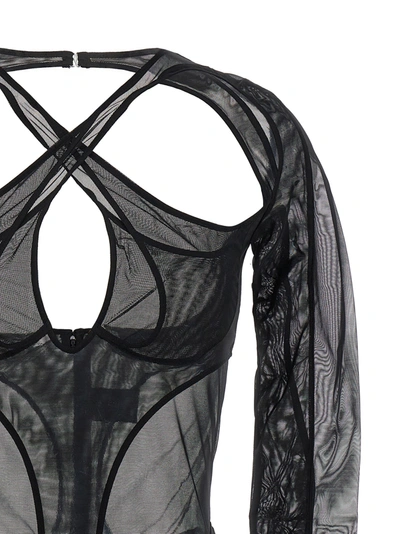 Shop Mugler Criss-crossed Multi-layer Underwear, Body Black
