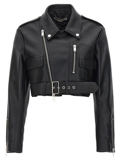 Shop Stella Mccartney Cropped Biker Jacket Casual Jackets, Parka Black