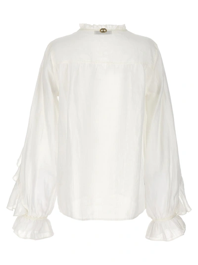 Shop Twinset Embroidery Ruffle Blouse Shirt, Blouse White