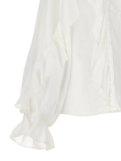 Shop Twinset Embroidery Ruffle Blouse Shirt, Blouse White