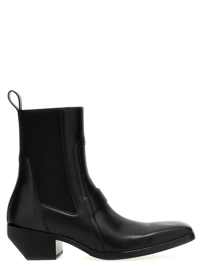 Shop Rick Owens Heeled Silver Boots, Ankle Boots Black