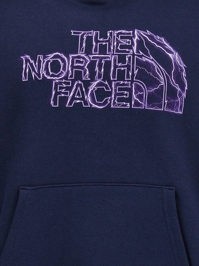 Shop The North Face Logo Print Hoodie Sweatshirt Blue