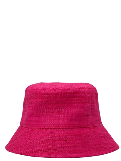 Shop Ruslan Baginskiy Logo Straw Bucket Hat Hats Fuchsia