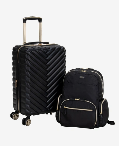 Shop Kenneth Cole Madison Square & Sophie 2-pc. Set 20-inch Carry-on Travel Suitcase & 15-inch Laptop Travel Backpack In Black