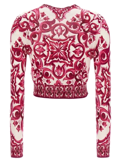 Shop Dolce & Gabbana Maiolica Sweater Sweater, Cardigans Fuchsia