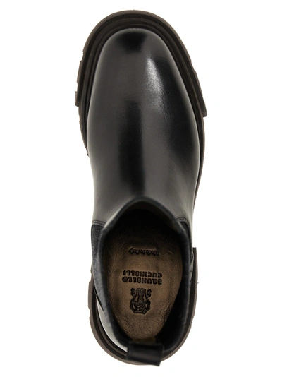 Shop Brunello Cucinelli Monile Leather Ankle Boots Boots, Ankle Boots Black