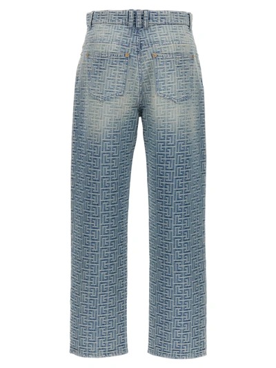 Shop Balmain Monogram Jeans Light Blue