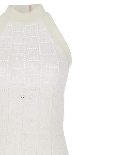 Shop Balmain Monogrammed Knit Dress Dresses White