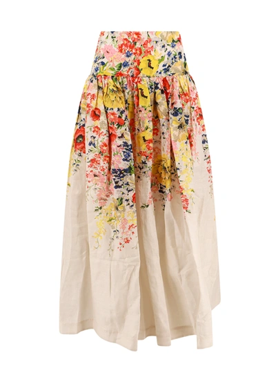 Shop Zimmermann Multicolor Linen Skirt