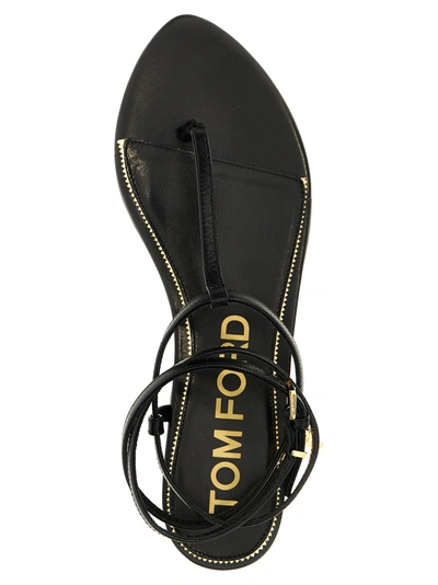 Shop Tom Ford Padlock Detail Thong Sandals Black