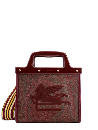 Shop Etro Paisley Fabric Handbag With Embroidered  Paisley Logo