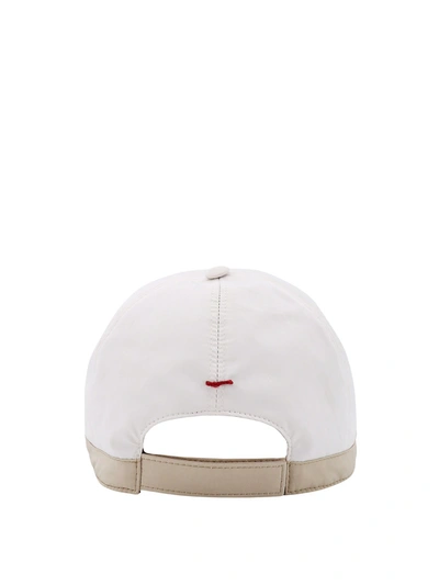 Shop Brunello Cucinelli Peaked Hat With Logo On The Front