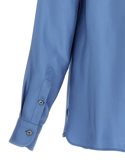 Shop Tom Ford Pleated Plastron Shirt Shirt, Blouse Light Blue