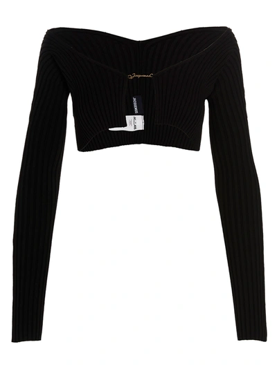 Shop Jacquemus Pralu Sweater, Cardigans Black