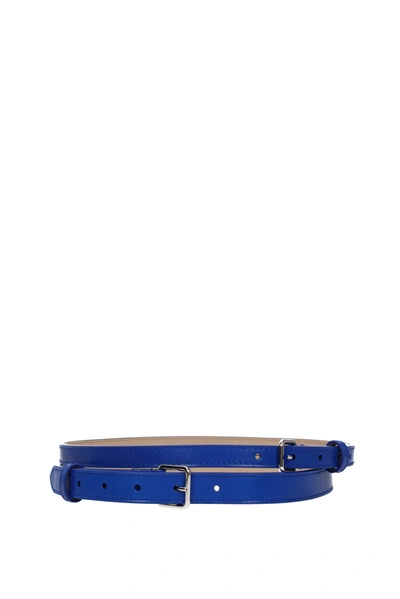 Shop Alexander Mcqueen Regular Belts Leather Blue Electric Blue
