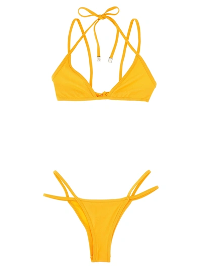 Shop Attico Ribbed Bikini Beachwear Yellow