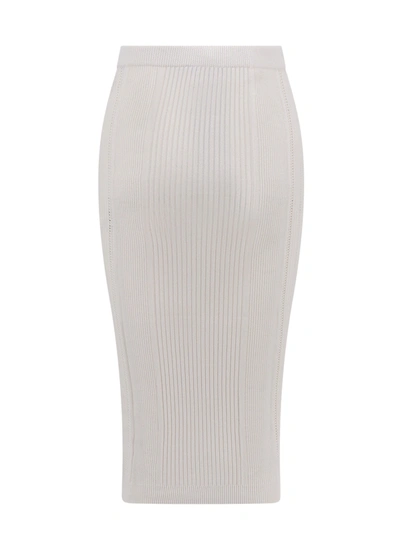 Shop Balmain Ribbed Sustainable Viscose Skirt