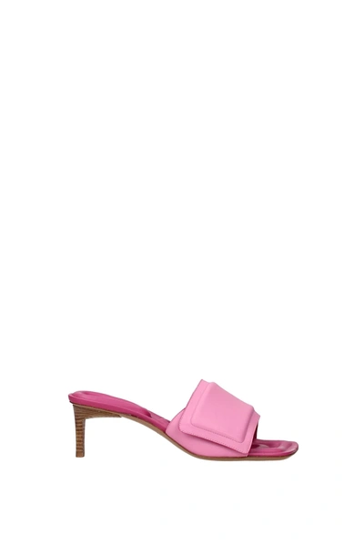 Shop Jacquemus Sandals Leather Pink