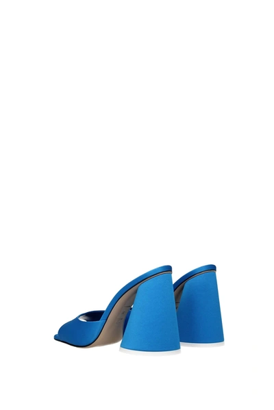 Shop Attico Sandals Satin Heavenly Turquoise
