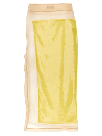 Shop A.w.a.k.e. Sequin Long Skirt Skirts Yellow
