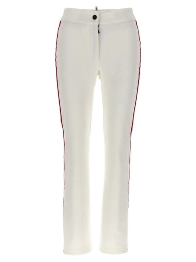 Shop Moncler Side Embroidery Pants White